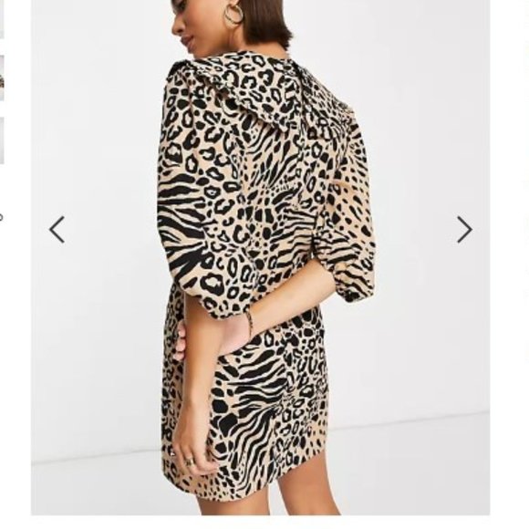 NWT Mango Collar Mini Dress in Animal Print - Picture 3 of 5